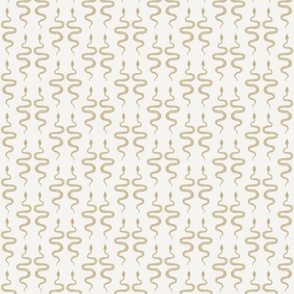 Hand Drawn Snake Wallpaper in Gold on Cream- 4” Fabric