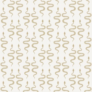 Hand Drawn Snake Wallpaper in Gold on Cream- 6” Fabric