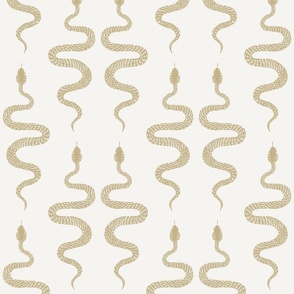 Hand Drawn Snake Wallpaper in Gold on Cream-12” Fabric
