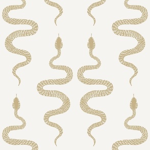 Hand Drawn Snake Wallpaper in Gold on Cream-18” Fabric
