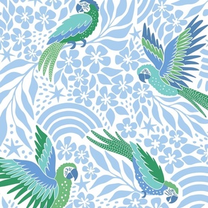 parrot fantasy/green and blue/large