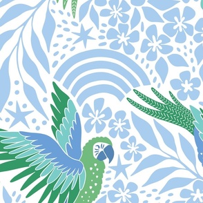 parrot fantasy/green and blue/jumbo