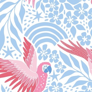 parrot fantasy/pink and blue/jumbo 