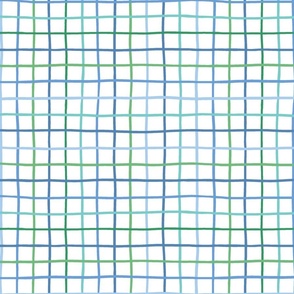1" hand drawn grid/shades of blue and green