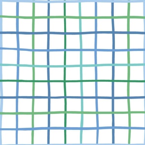 2" hand drawn grid/shades of blue and green