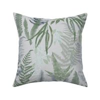 Fern Forest -on softest gray d1d4d5 (large scale)