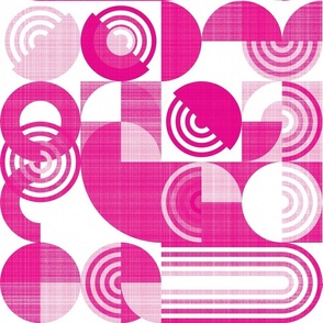 Mid-Century Pink Geometric Monochromatic Circles