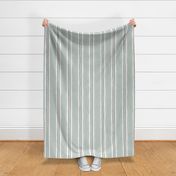 hand painted linen ticking stripe extra large wallpaper scale in celadon sage by Pippa Shaw