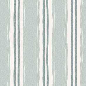 hand painted linen ticking stripe extra large wallpaper scale in celadon sage by Pippa Shaw