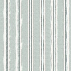 hand painted linen ticking stripe medium wallpaper scale in celadon sage by Pippa Shaw