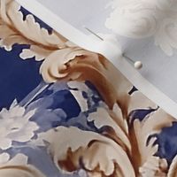 Chateau Bouquet - Gold/Velvet Orchid  Vintage Silk Wallpaper 