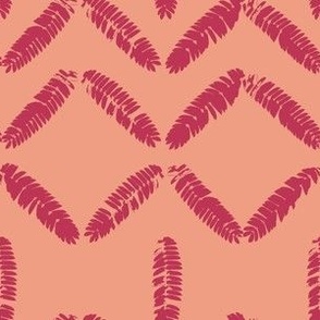 Geometric with leaves_magenta on peachy m_LARGE_9x6_(wallpaper_12x8)