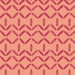 Geometric with leaves_magenta on peachy m_SMALL_3x2
