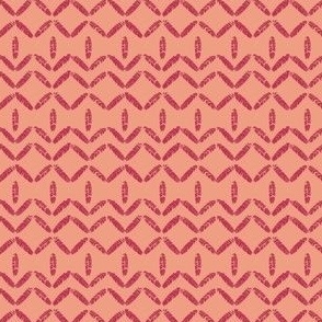 Geometric with leaves_magenta on peachy m_XSMALL_2x1