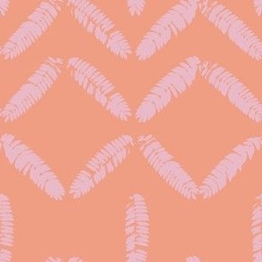 Geometric with leaves_pink on salmon_LARGE_9x6_(wallpaper_12x8)