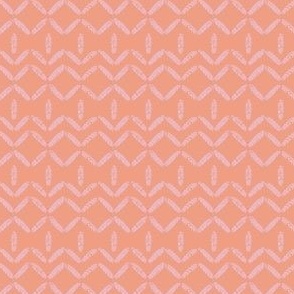 Geometric with leaves_pink on salmon_XSMALL_2x1