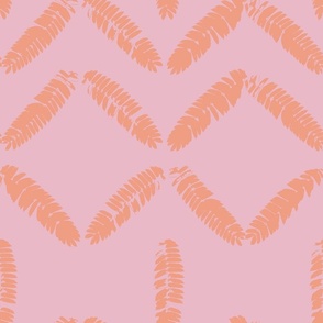 Geometric with leaves_salmon on pink_JUMBO_24x16