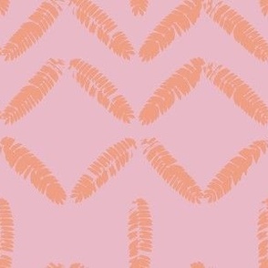 Geometric with leaves_salmon on pink_LARGE_9x6_(wallpaper_12x8)