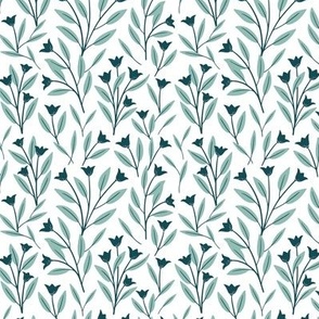 Vintage Blooms | Teal and Green | Small Scale