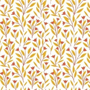 Vintage Blooms | Yellow and Red Orange | Small Scale