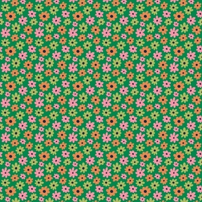 Mini Daisy Flower Pattern (green/orange/pink)