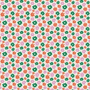 Mini Daisy Flower Pattern (green/orange/pink/cream)