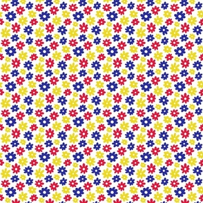 Mini Daisy Flower Pattern (red/blue/yellow)