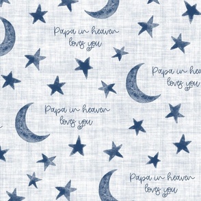 Stars and Moon with saying Papa in Heaven Loves You - Large Scale - Navy Blue Baby
