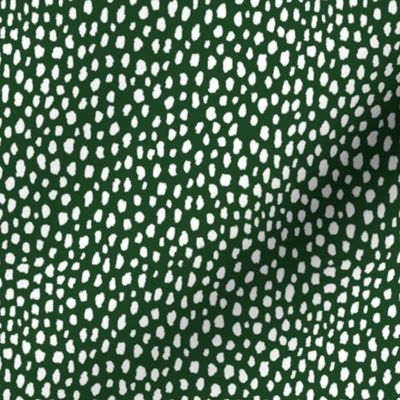Mini Forest Green Dalmatian Polka Dot Spots Pattern (white/forest green)