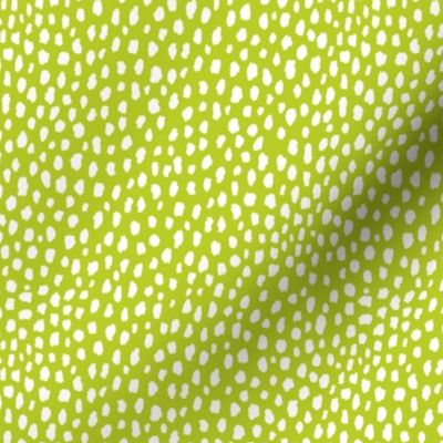 Mini Chartreuse Dalmatian Polka Dot Spots Pattern (white/chartreuse green)