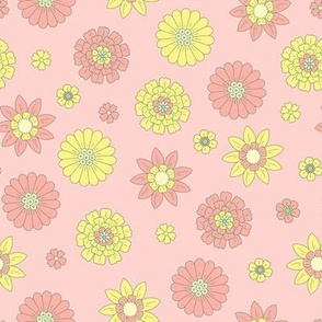 Pink and Yellow Retro Flowers