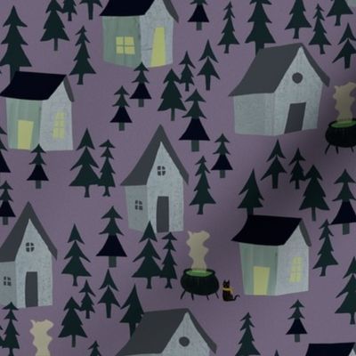 Witches brew - Witches hut in the haunted forest purple M