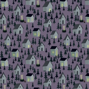 Witches brew - Witch hut in the haunted forest purple Medium - spooky halloween mansion in purple