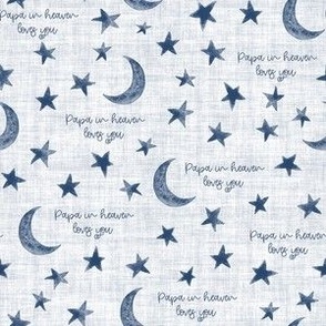 Stars and Moon with saying Papa in Heaven Loves You - Small Scale - Navy Blue Christian Baby Kid