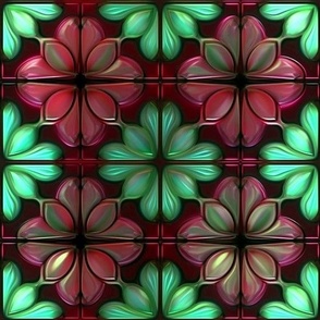 Sophisticates Dark Berry Wine Burgundy and Glowing Green Faux Glass Tile