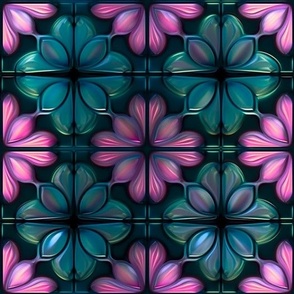 Sophisticated Dark Teal and Glowing Purple Faux Glass Tile
