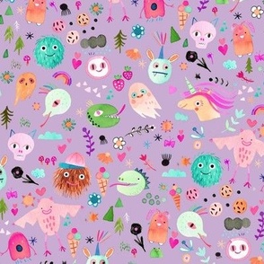 Cute halloween monsters Pastel Mauve Small