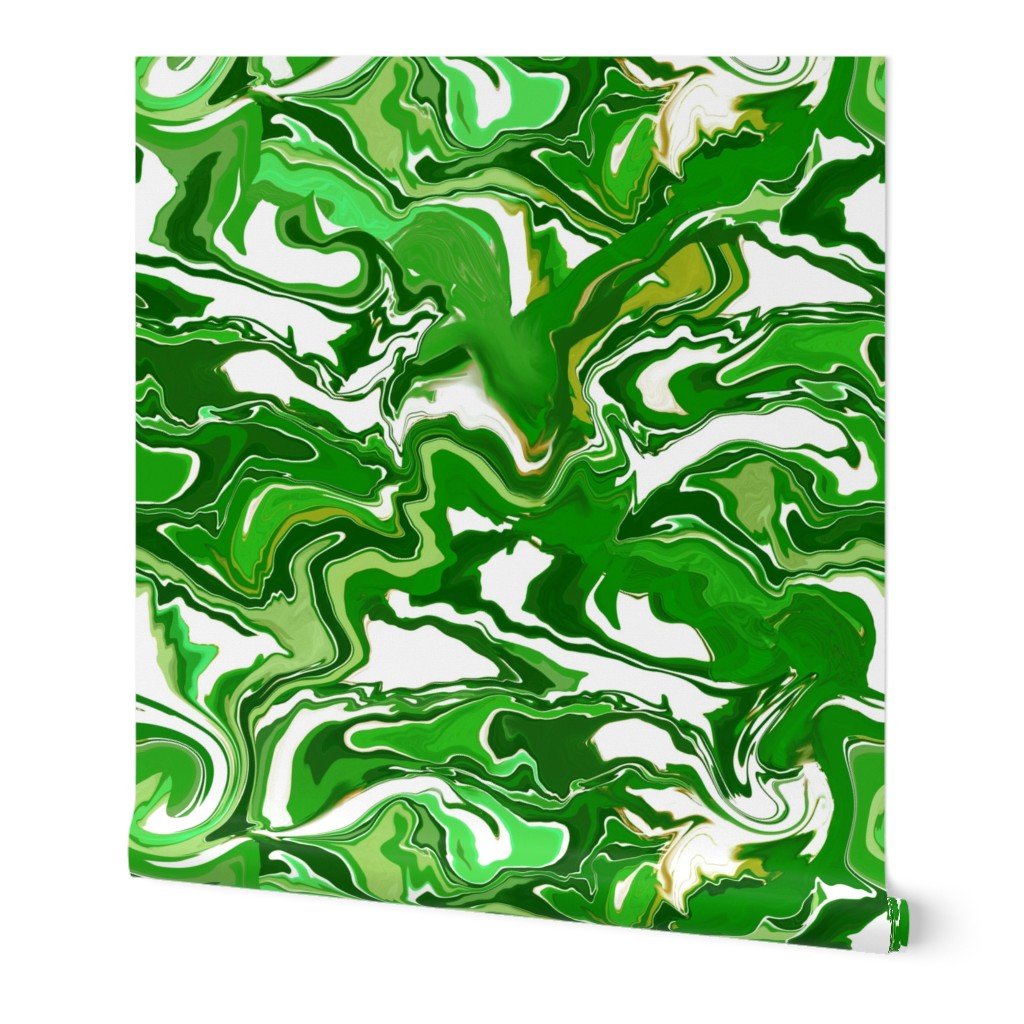 Green and White Paint Swirls
