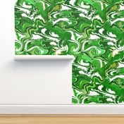 Green and White Paint Swirls