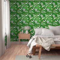 Green and White Paint Swirls