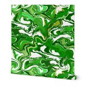 Green and White Paint Swirls