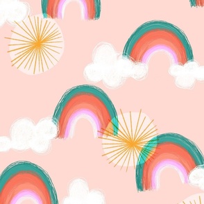 Scribble Rainbows & Clouds in Peach Pink!