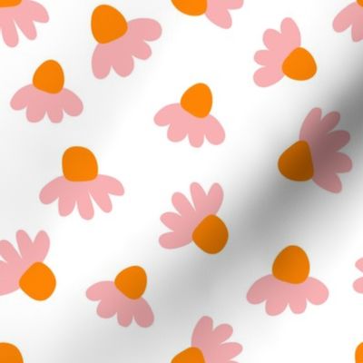 Coneflowers Toss // Orange and Pink on White