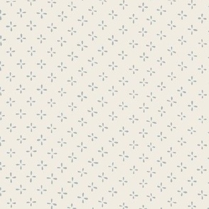 wavy flowers - creamy white_ french grey blue - vintage baby floral