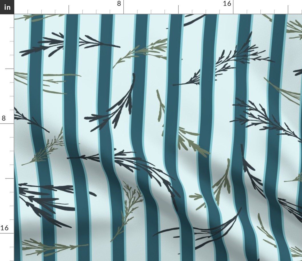 Floating Leaves navy stripe