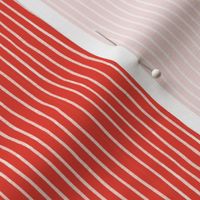 Hand drawn skinny stripes on coral red - 4”