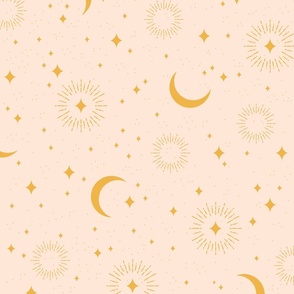 Celestial moons and stars // MEDIUM // saffron yellow eggshell white