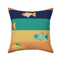 Bright Fish and Stripes Orange and Blue