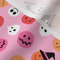 Silly Halloween Smilie Faces on Bright Magenta PINK - 1 inch