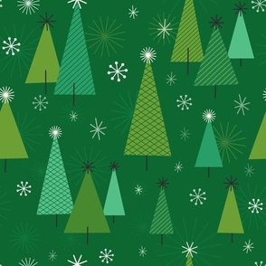 Retro Christmas Trees - Green